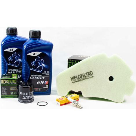 Kit Révision Filtres Bougies pour PIAGGIO MP3 300 LT ie Yourban ABS de 2017 à 2018 - ELF SCOOTER 4 MAXI CITY 5w40 2L
