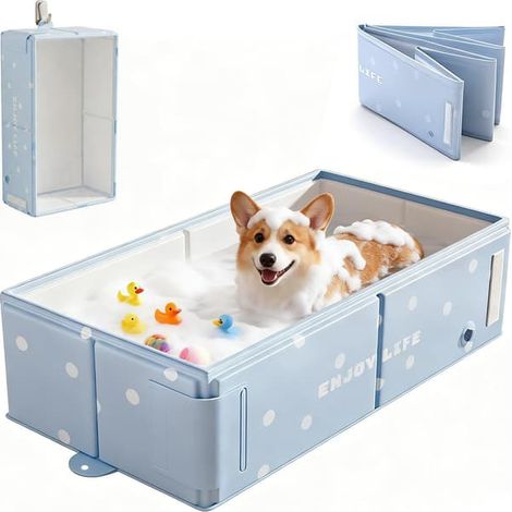 Baignoire pliable pour chien avec bonde latérale - facile à suspendre - pliable et portable - pour chiens - antidérapante - robuste et étanche - usage domestique (1/3)
