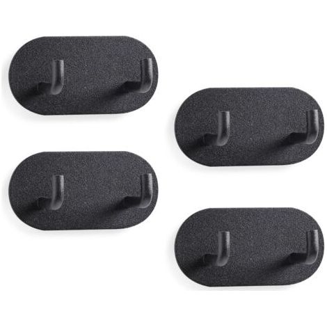 Set of 4 Heavy Duty Black Self Adhesive Hooks (1/5)
