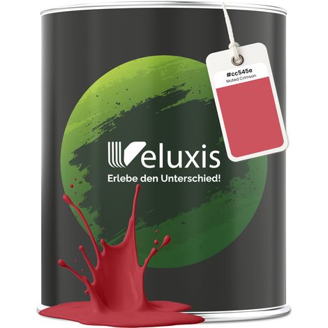 Wandfarbe Rot Rosa Matt Innenfarbe – Deckkraft Klasse 1, VOC-frei, Ohne Grundierung, Tropfarm – Wohnzimmer & Schlafzimmer – 1L – Veluxis (Muted Crimson) (1/5)