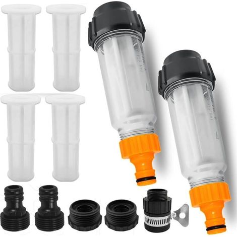 Lot de 2 filtres à eau pour tuyau d'arrosage, pré-filtre à eau, pré-filtre à eau, pompe de jardin, nettoyeur haute pression, camping-car, arrosage de jardin (1/3)