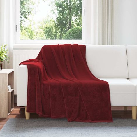 Überwurfdecke Bordeauxrot 150 x 200 cm Fleece