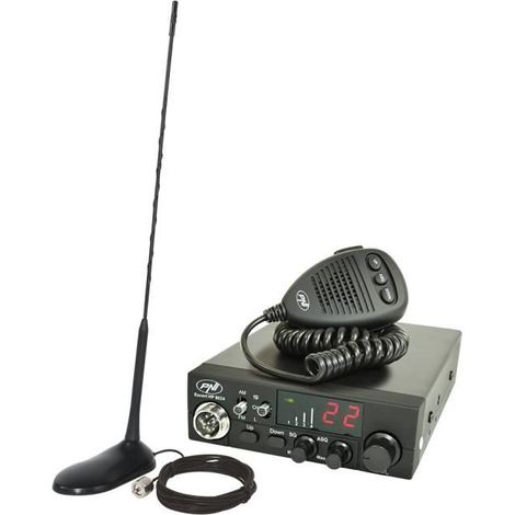Station de radio CB - PNI - ESCORT CB 8024 ASQ - 12/24V - Antenne CB PNI Extra 45 - Noir