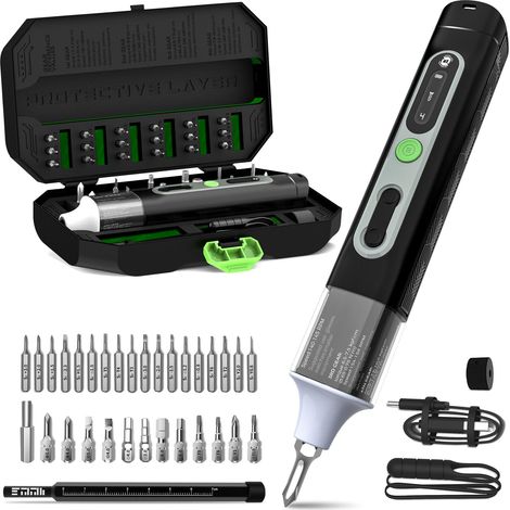 Mini Tournevis électrique 36 en 1 set de tournevis de précision avec embouts H4, H6.3, 4 couples, 1500 mAh, outil de réparation pour téléphone portable, lunettes, montres, ordinateur portable (1/5)