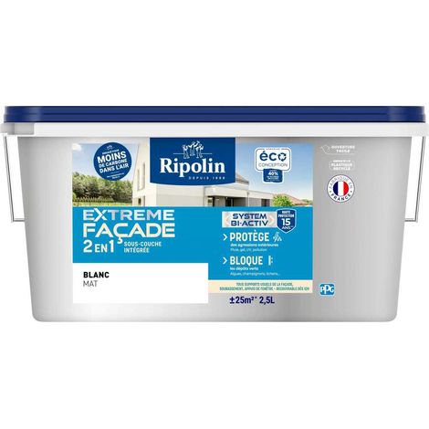 Peinture Extreme façade - Blanc mat - RIPOLIN - 2,5 L (1/3)