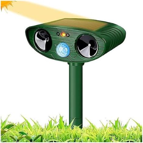 Ultraschall Katzenabwehr, Solar Katzenabwehr, Ultraschall Nagetierabwehr mit Bewegungsmelder, Wasserdichte Outdoor Katzenabwehr für Katzen Hunde Mäuse Waschbären Gartentiere  FLITI (1/4)