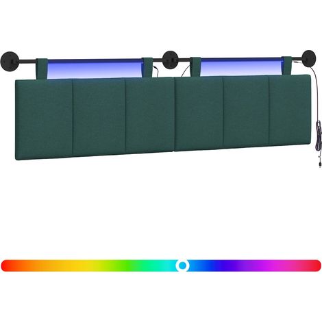 Hängendes Kopfteil Mit LED Licht Dunkelgrün Stoff vidaXL