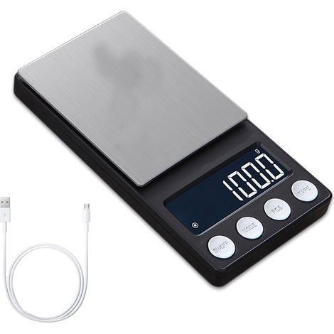 Mini balance de poche haute précision 500 g/0,01 g, écran LCD rétroéclairé, balance de cuisine, pour bijoux et aliments, chargement USB (1/5)