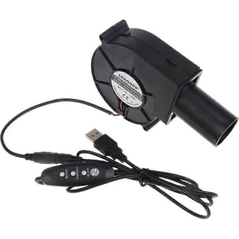Ventilateur mobile d'extérieur avec prise USB 5 V et 3 vitesses réglables, pour barbecue, poêle à bois et autres espaces extérieurs. (1/5)