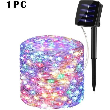 Guirlande lumineuse solaire LED multicolore de 7 m (50 LED) pour extérieur, jardin ou extérieur. brillante et scintillante. Décoration idéale pour Noël et autres occasions. (1/5)
