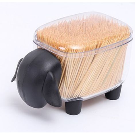 Porte-cotons-tiges en forme de mouton, boîte de rangement transparente pour cure-dents, décoration intérieure noire (1/5)