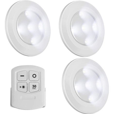 Éclairage LED sans fil sous meuble avec télécommande, éclairage LED à piles à intensité variable (lot de 3)
