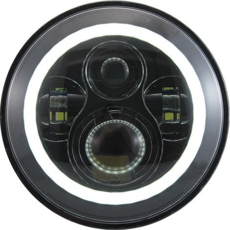 Phares LED compatibles avec les véhicules tout-terrain Jeep Wrangler, phares ronds de 7 pouces, phares à œil d'ange pour motos Harley