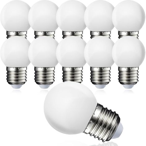Set mit 10 LED-Globuslampen E27 G45 – Warmweiß 3000 K – 5 W G45 – Gehäuse aus mattem Polycarbonat – Intensität nicht dimmbar [Energieklasse G] (1/4)
