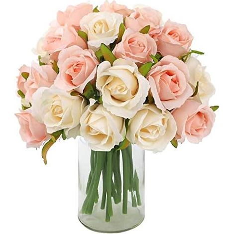 Bouquet de 24 roses artificielles en soie pour la maison et les mariages-AquaForge (1/5)