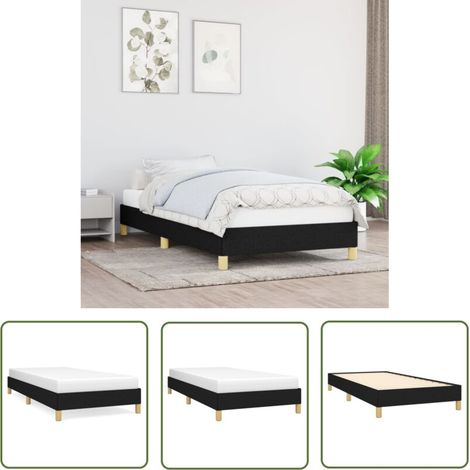 RHG The Living Store Cadre de lit sans matelas noir 90x200 cm tissu - Cadre De Lit - Lit Simple - Lit Noir - Literie - Meuble Chambre (1/5)