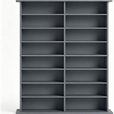 Estantería para CD/DVD gris con 16 compartimentos y 12 baldas ajustables MODENUIT (1/5)