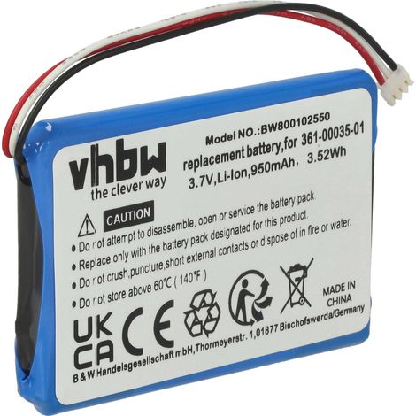vhbw 1x batteria sostituisce Garmin 361-00035-01 per navigatore GPS (930mAh, 3,7V, Li-Ion)