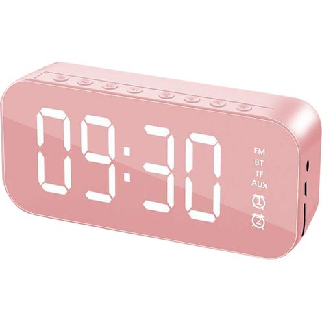 Réveil Matin Numérique Miroir, LED, Horlogue Digitale, Chevet, 2 Niveaux de Luminosité,12/24H, avec Ports De Charge USB, Décoration Moderne pour la Maison ou Chambre, Blanc (1/5)