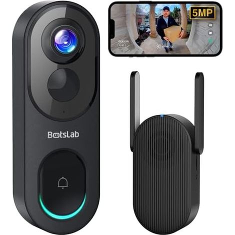 Sonnette sans Fil avec Caméra Vue tête-Pieds 1:1 Détection Personnes PIR Audio bidirectionnel Carte SD 32 Go Video Doorbell Batterie (1/5)