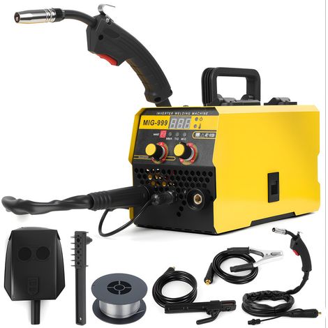 WILITTO Poste à souder électrique - poste à souder MIG trois en un sous protection gazeuse - puissance nominale 5,5 kVA, 220 V, IP21 - 30×15×18cm - jaune
