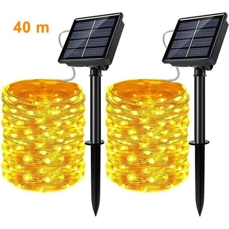 Luci decorative a catena - INNA - 40 m - 400 LED - Alimentazione solare - Bianco caldo - Confezione da 2 (1/5)