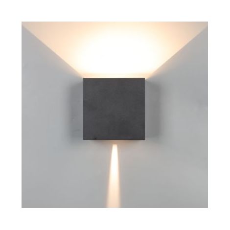 Mantra Aplique LED exterior cuadrado DAVOS XL negro, 2x10W 20W 2700K dimmable 1830Lm (1/2)