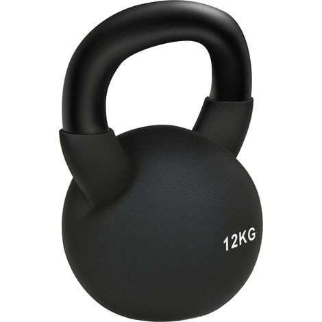 Kettlebell. Kettlebell. 12 kg. avec un revêtement plastique. Acier. noir 20 x 13 x 22cm (1/5)