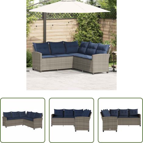 L-förmiges Sofa - L-förmiges Couchsofa mit Kissen Graues Polyrattan (1/5)