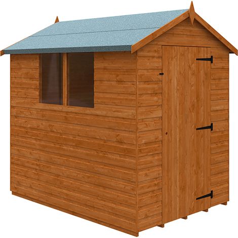 7 x 5 Feet Super Apex 12mm Shed - Solid Wood/Softwood/Pine - L205 x W145 x H210.9 cm - Burnt Orange