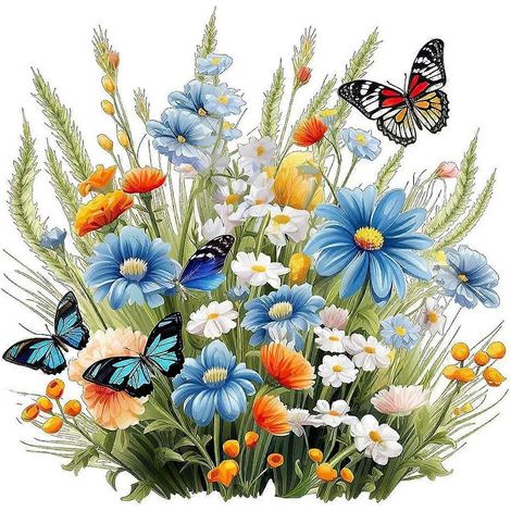 Lot de 2 housses de siège de toilette amovibles, motif papillon et fleur, pour la décoration des toilettes. (1/5)