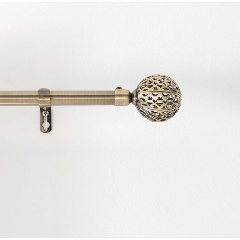 Douceur D'Intérieur – Tringle à rideaux extensible 120-210 cm en métal laiton – Kit complet avec embouts et supports – Diamètre 19 mm – Poids 0,43 kg