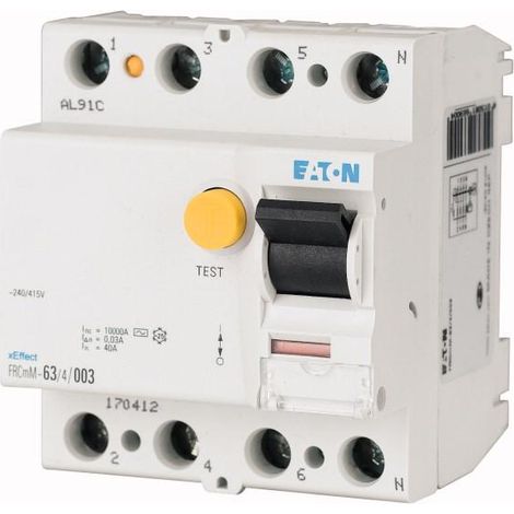 Interrupteur différentiel FRCmM 100mA 4P Type AC 16A 000170415 EATON FRCMM 16/4/01