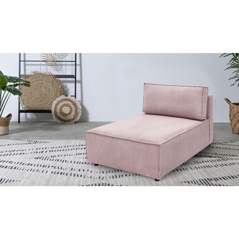 BOBOCHIC - Méridienne sans accoudoir pour canapé modulable NIHAD tissu velours côtelé Violet (1/3)