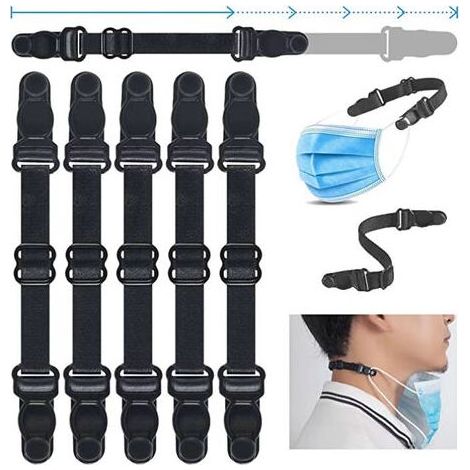 AGE Extension de masque de voyage, crochet de masque d'oreille, protection de l'oreille, réduit la douleur et la pression dans l'oreille, adultes et enfants 10pcs Black snap (1/5)