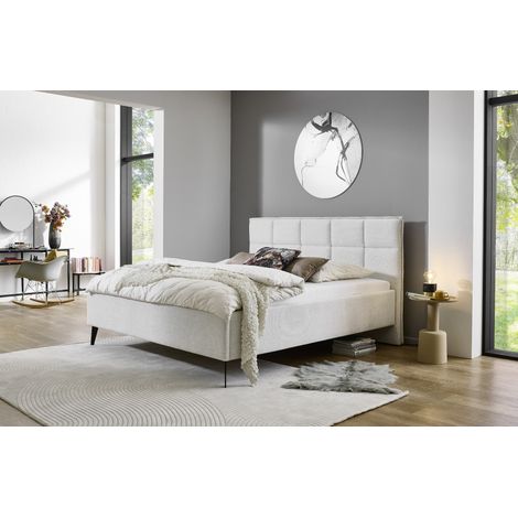 Meise Möbel Stauraumbett Paulo 160x200 cm Bettkasten & Lattenrost Webstoff Beige Metallfuß schwarz (1/5)