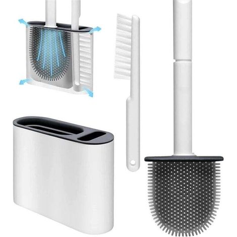 Brosse WC Flexible Support Nettoyage Profondeur Fentes Aération Support Sol Fixation Murale