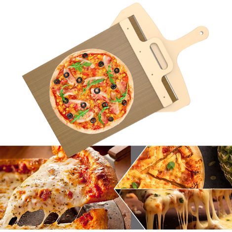 Pala deslizante para pizza, fácil transferencia de la masa, 30 cm con mango y paño antiadherente (1/5)