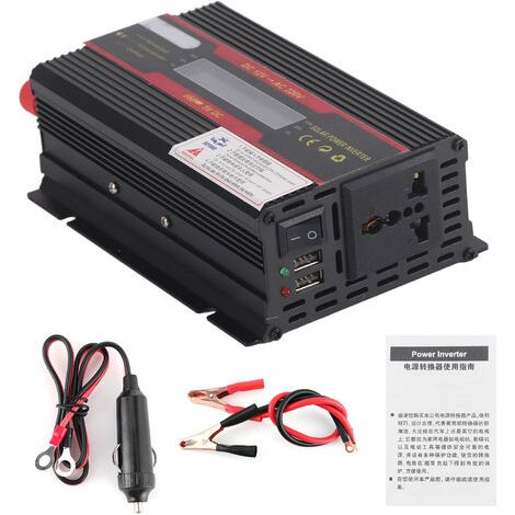 Inversor de corriente para coche de 12 V CC a 220 V CA, potencia máxima de 3000 W, pantalla LCD, convertidor de onda sinusoidal modificada. (1/5)
