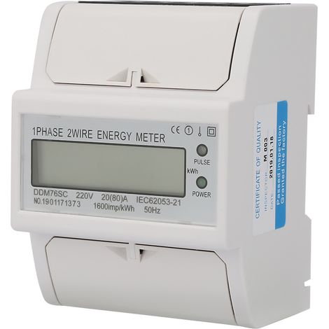Einphasiger 4-poliger Wattmeter mit LCD-Anzeige, DIN-Schienenmontage, Referenznummer DDM76SC, 20–80 A (1/5)