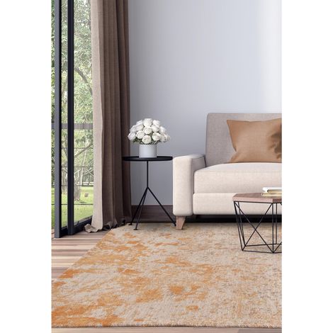 Dara Abstract Modern Kitchen Garden Flatweave Outdoor Indoor Terracotta Rug Floor Mat X-Large 200 x 290 cm (6'7"x9'6")