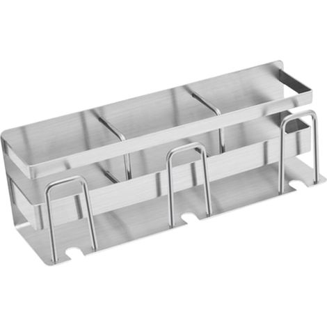 Porte-brosses à Dents Mural Acier Inoxydable 3 Emplacements sans Perçage Ventilation Rapide Rangement Salle De Bain Compact Argenté (1/5)