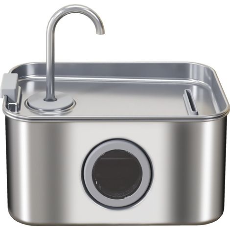 Fontaine à eau pour chat 3,2 L en acier inoxydable 304, pompe silencieuse, argent (1/5)