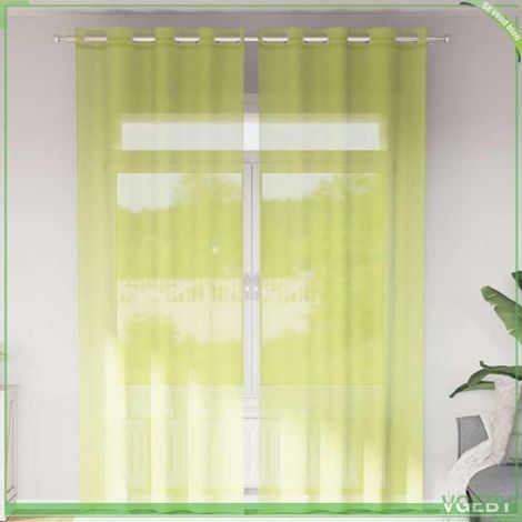4102057 Rideaux en voile avec illets 2 pcs vert pomme 140x260 cm (1/5)