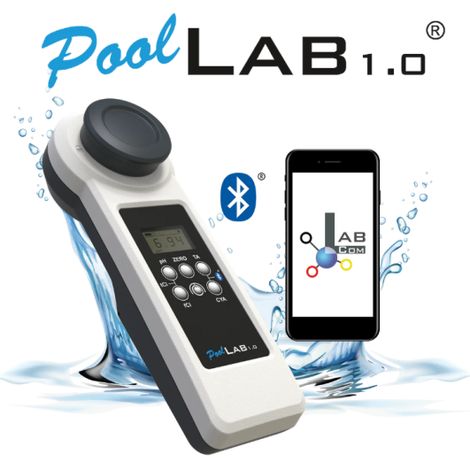 Photomètre électronique PoolLab 1.0 – Analyse de l'eau de piscine – Étanche IP68 – Connectivité Bluetooth 4.0 – Résultats précis en mg/L – Water-I.D.