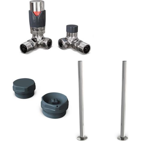 Talus Flair - Thermostatic Radiator Valve & Installation Kit - Anthracite Corner 15mm