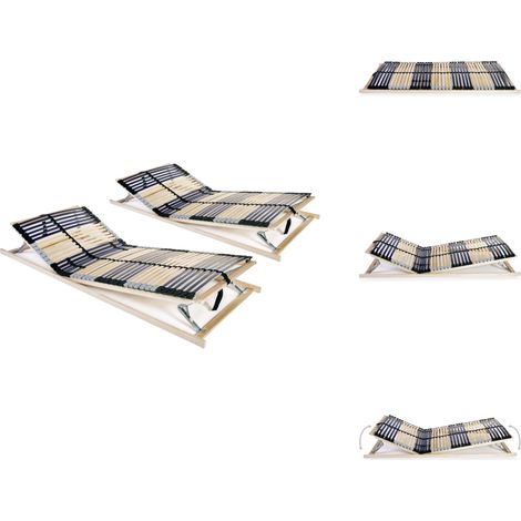 Sommiers à lattes sans matelas 2 pcs avec 42 lattes 90x200 cm - Sommier À Lattes - Sommier Bois - Cadre Lit - Lit Double - Lit 90x200 (1/5)