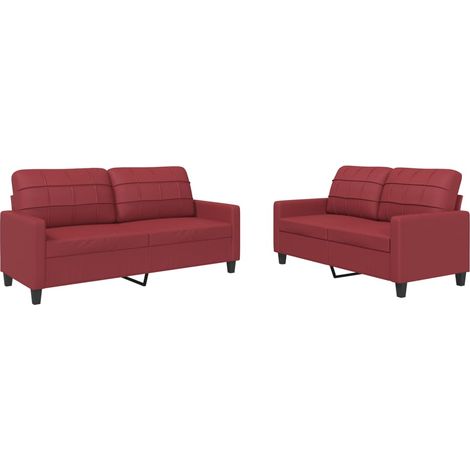 Maison Exclusive - Set di Divani 2 pz con Cuscini Rosso Vino in Similpelle
