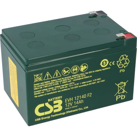 CSB EVH12140 High-Cycle AGM Bleiakku 12V 14Ah T2 / Faston 6,3 mm (1/5)