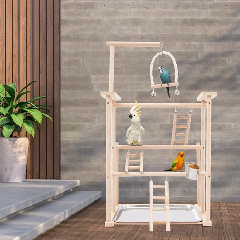 Premium Parrot Play Stand - Large Bird Gym Activity Center for Macaws, Cockatoos, African Greys, Indoor Outdoor Playground (1/5)
